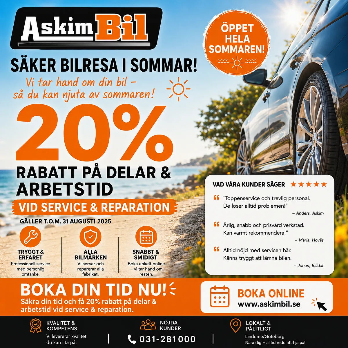 sommarerbjudande i vår bilverkstad
